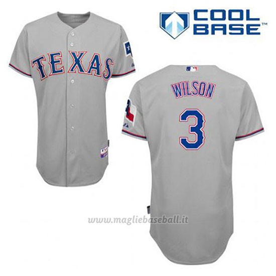 Maglia Baseball Uomo Texas Rangers Russell Wilson 3 Grigio Cool Base